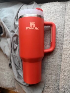 Stanley Coral-Red Insulated Travel Tumbler with Handle